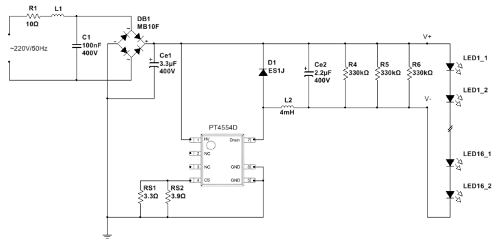 Schematic diagram of a 12W LED light bulb