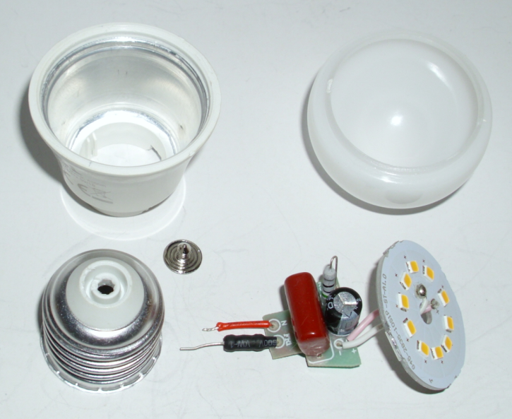 Fully disassembled LED bulb